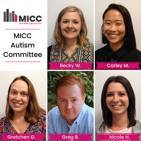 photo collage including MICC logo, text MICC Autism Committee, and headshots with name for each committee member